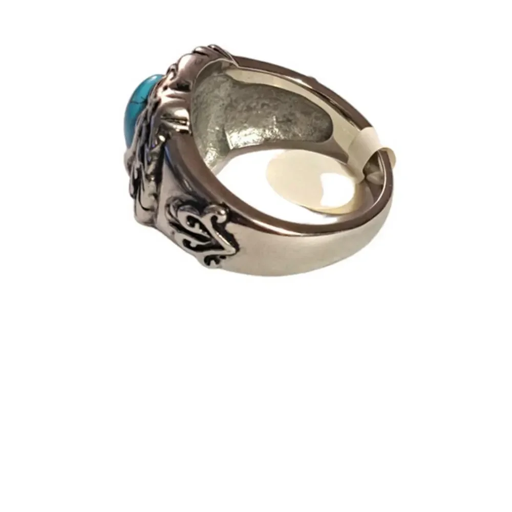 New‎ stainless steel ring with turquoise size 18